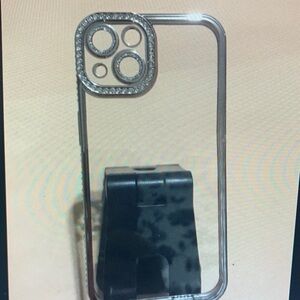 Apple Clear Case with Black Stand and Silver Accents